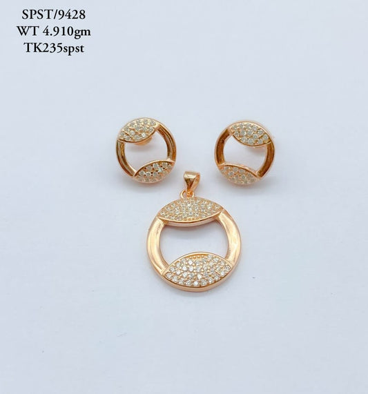 Sterling Silver Rose Gold Pendant Set
