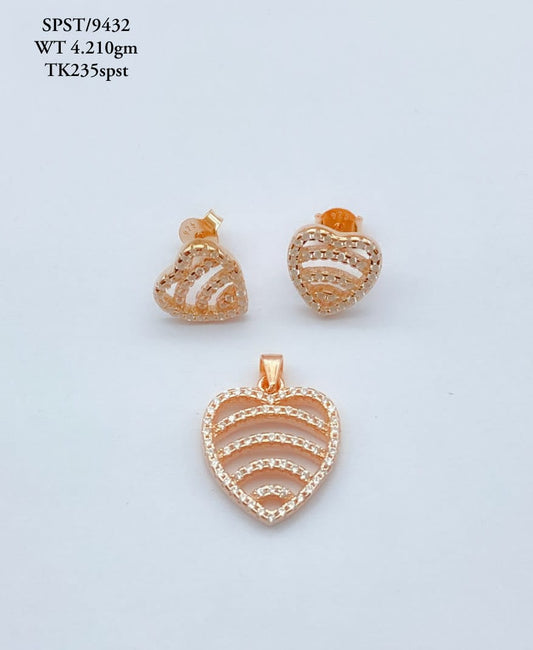 Sterling Silver Rose Gold Pendant Set