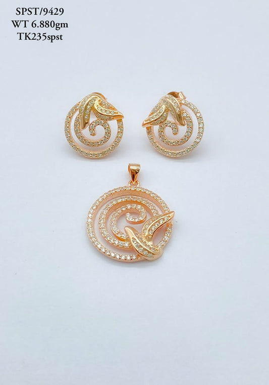 Sterling Silver Rose Gold Pendant Set